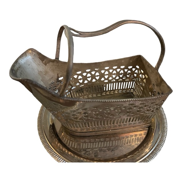 ✨Vintage 1930’s Silver Plate Solid Brass Hand Made Wine Bottle Basket Caddy✨ - Picture 2 of 5